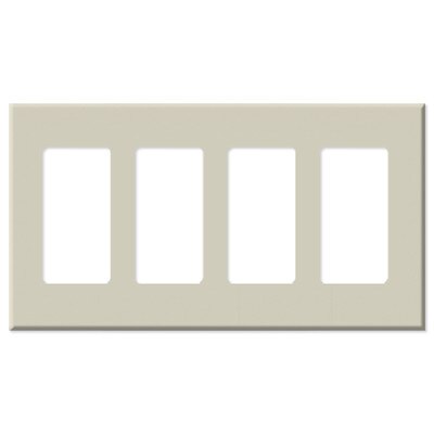 Leviton Decora Plus Screwless Snap-On Wallplate, 4-Gang, Light Almond